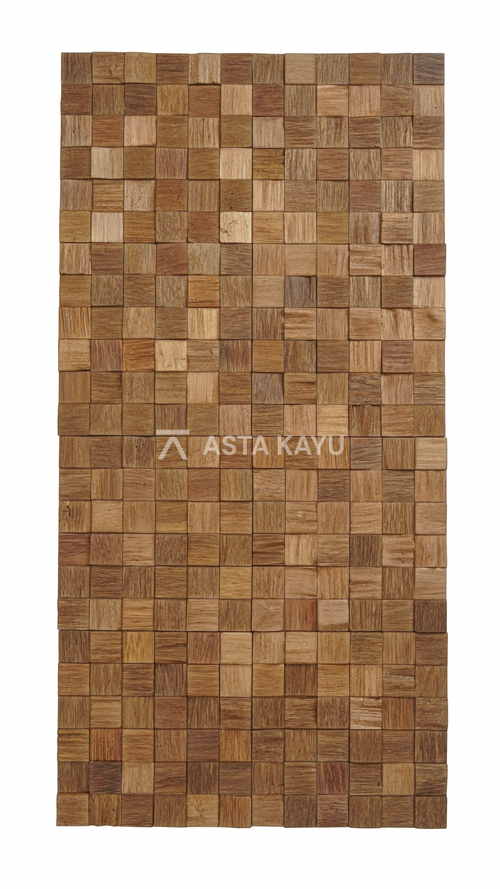 Bromo 3D Premium Houten Wandpanelen – FSC Meranti Houten Wandbekleding – Bruin Kubus Mozaïek Wanddecoratie voor Interieur 360 x 360 mm (8 stuks / 1 m² per doos)