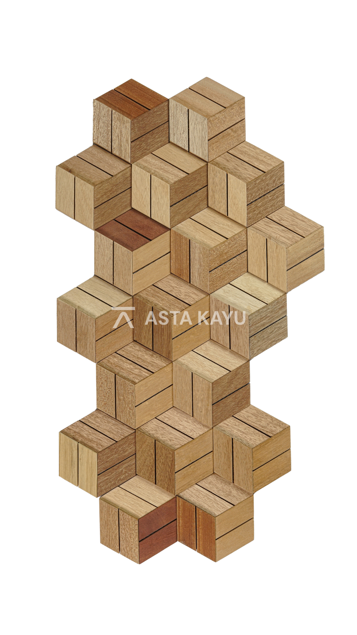 Hexa Kayu 3D Premium Houten Wandpanelen – FSC Meranti Houten Wandbekleding – Naturel Hexagon Wanddecoratie voor Interieur 180 × 207,8 mm (18 stuks / 0,5 m² per doos)