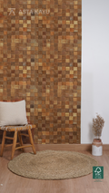 Bromo 3D Premium Houten Wandpanelen – FSC Meranti Houten Wandbekleding – Bruin Kubus Mozaïek Wanddecoratie voor Interieur 360 x 360 mm (8 stuks / 1 m² per doos)