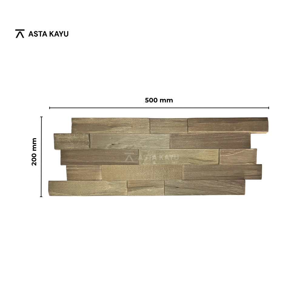 Java Fumed Coffee 3D Premium Houten Wandpanelen – FSC Meranti Houten Wandbekleding – Baksteenpatroon Wanddecoratie voor Interieur 200 x 500 mm (10 stuks / 1 m² per doos)