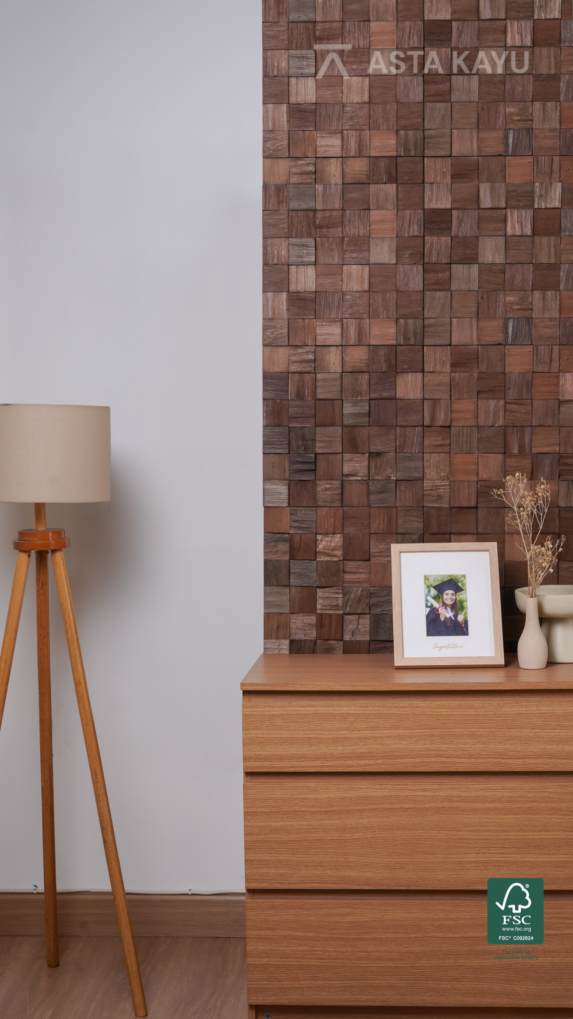 Merapi 3D Premium Houten Wandpanelen – FSC Meranti Houten Wandbekleding – Donkerbruin Kubus Mozaïek Wanddecoratie voor Interieur 360 x 360 mm (8 stuks / 1 m² per doos)