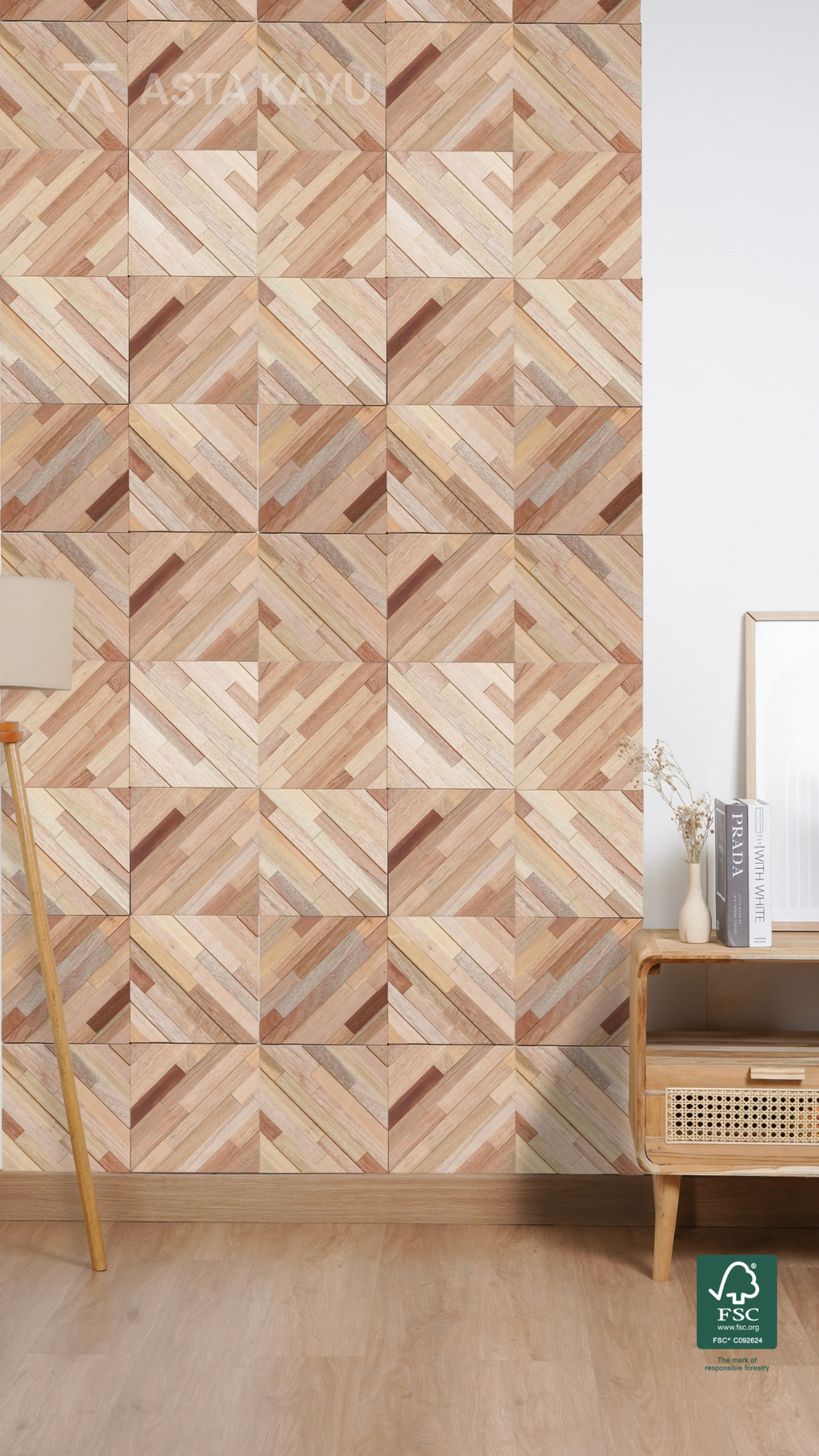Rhombus Natural - 3D Premium Houten Wandpanelen