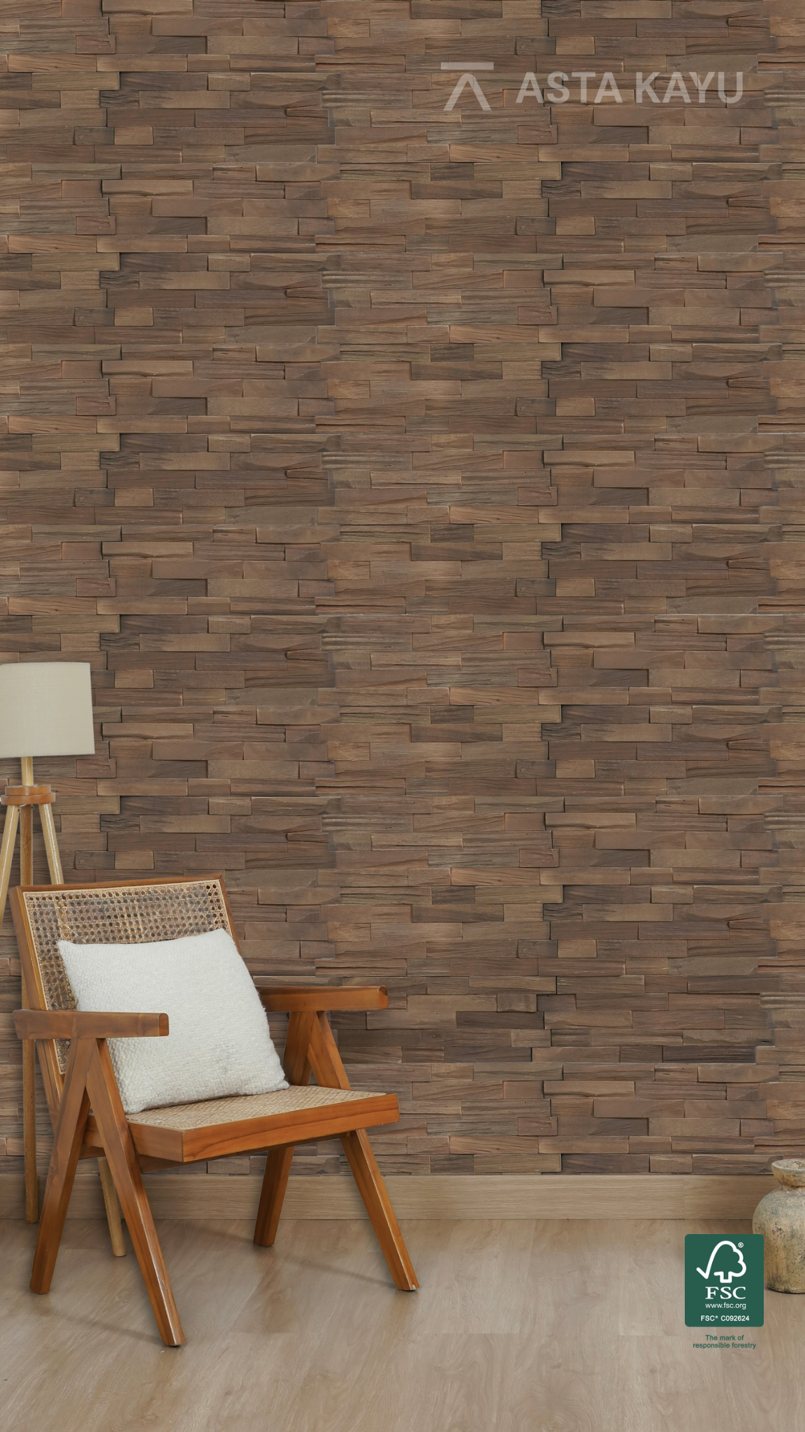 Sumatra Smoked Cocoa 3D Premium Houten Wandpanelen – FSC Meranti Houten Wandbekleding – Baksteenpatroon Wanddecoratie voor Interieur 200 x 500 mm (10 stuks / 1 m² per doos)